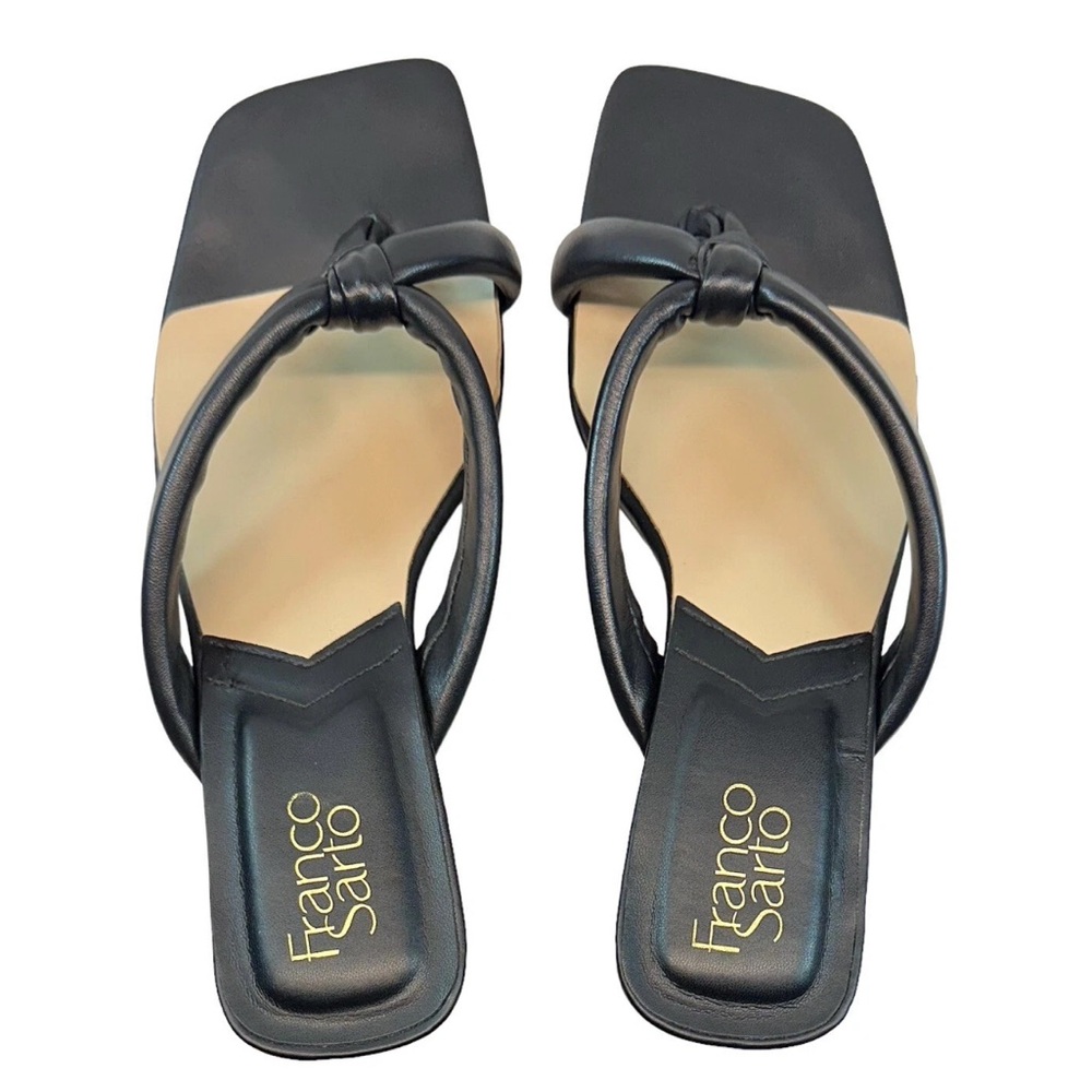 Franco Sarto Women’s Shoes Black Leather Cristal Sandals Size 7.5M